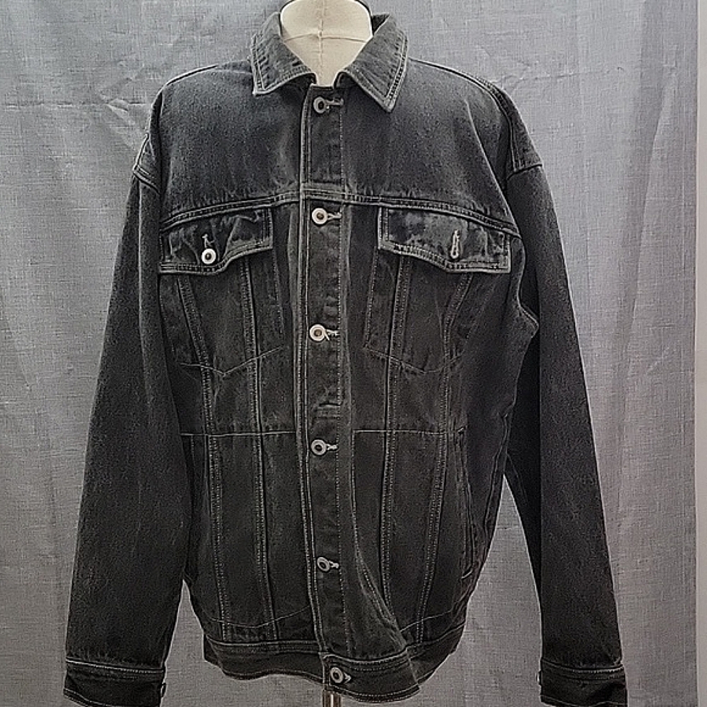 Godbody VTG 90s Dark Denim Distressed Button Jean Jacket Men's SZ M